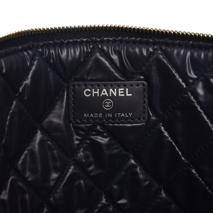Chanel Nylon Quilted Large Cat Emoticon Cosmetic Case Navy 6 of 9