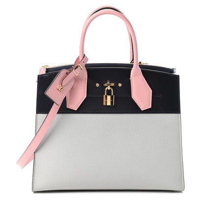Louis Vuitton Calfskin City Steamer MM Gris Antartica Navy Rose Doux 1 of 9