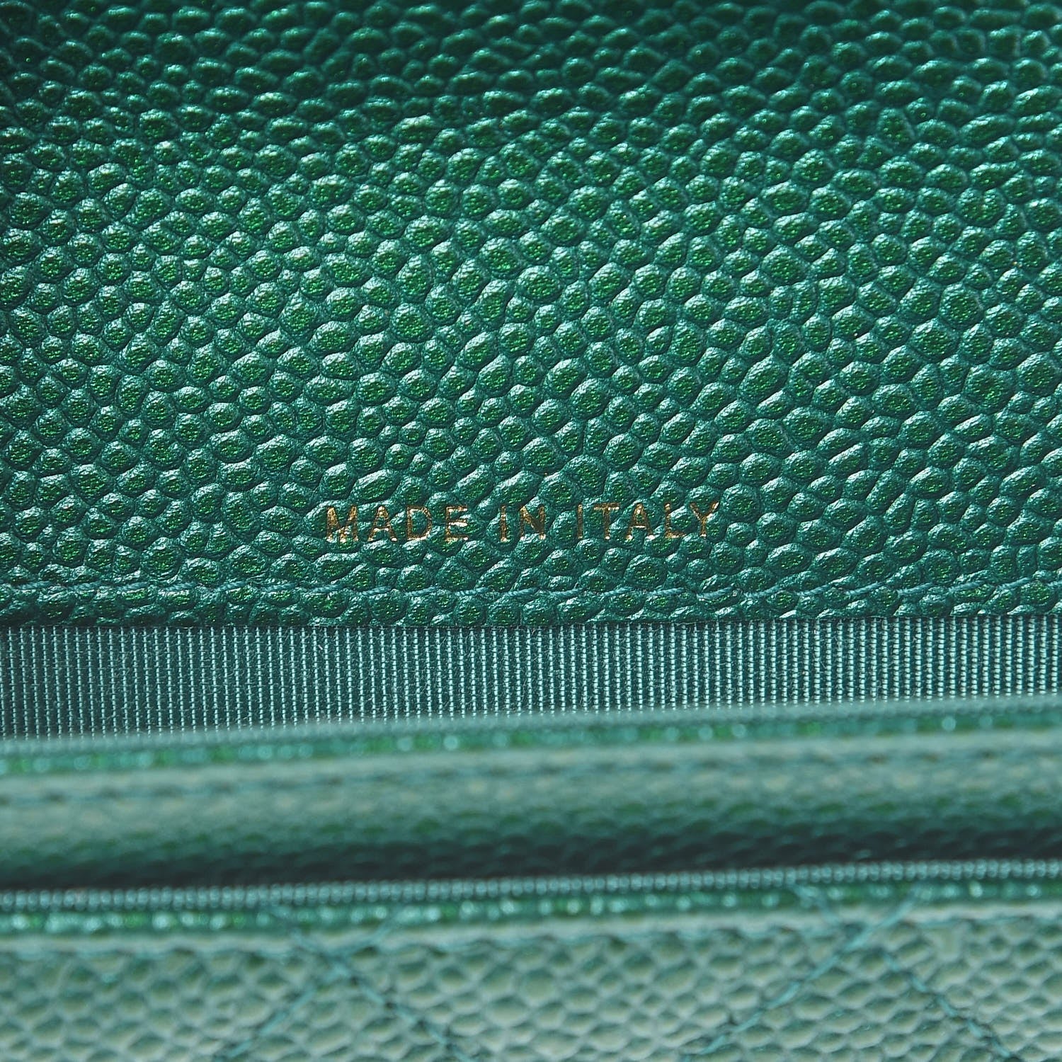 Chanel Metallic Caviar Quilted Card Holder Green 7 of 9
