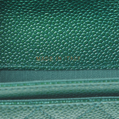 Chanel Metallic Caviar Quilted Card Holder Green 7 of 9