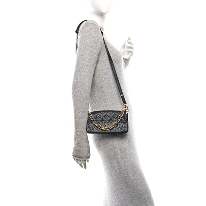 Louis Vuitton Lambskin Embossed Monogram Pochette Coussin Crossbody Black 3 of 19