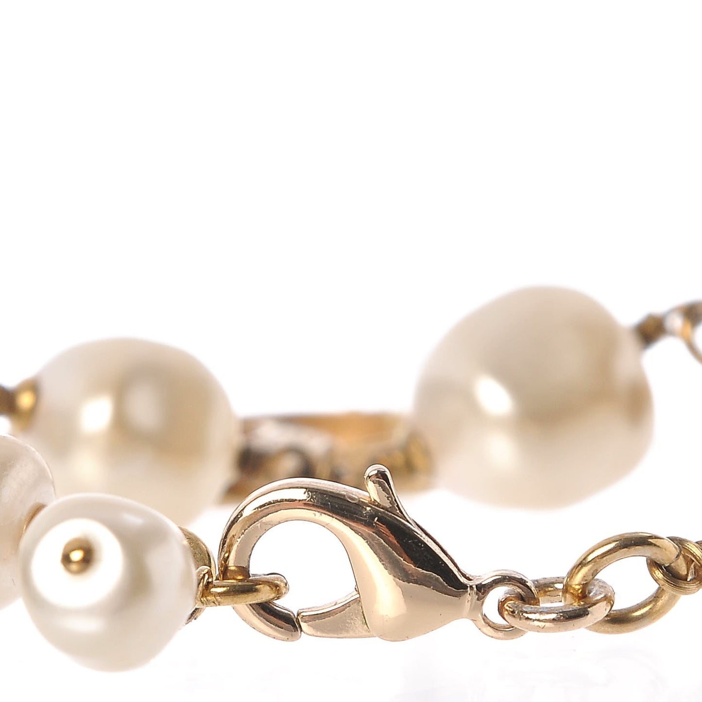 Pearl Crystal Beaded CC Bracelet Black Gold