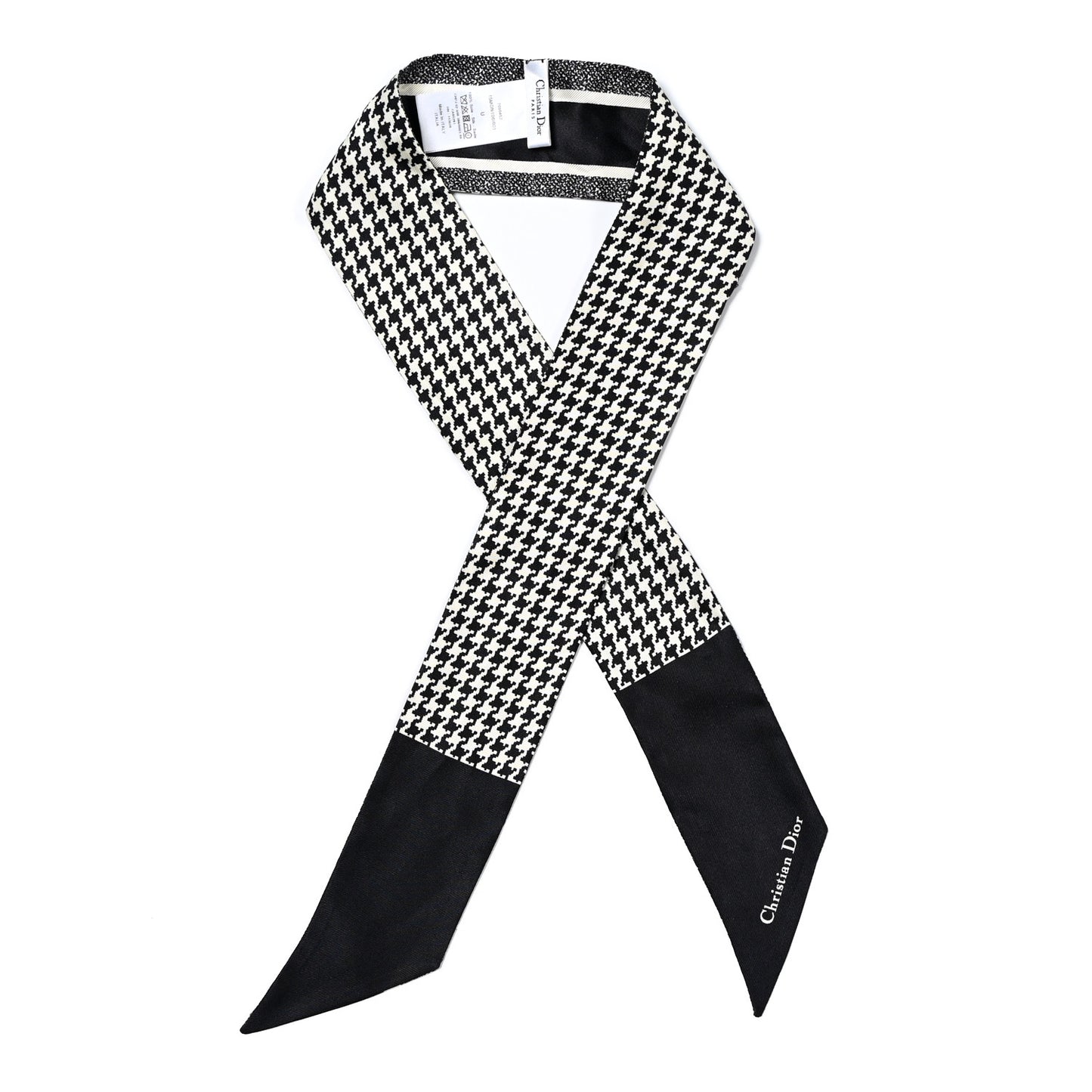 Silk Houndstooth Mitzah Scarf Black White