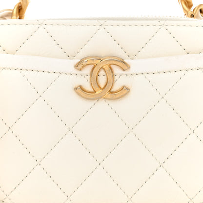 Chanel Crumpled Calfskin Quilted Mini Get Round Top Handle Vanity Case White 9 of 11