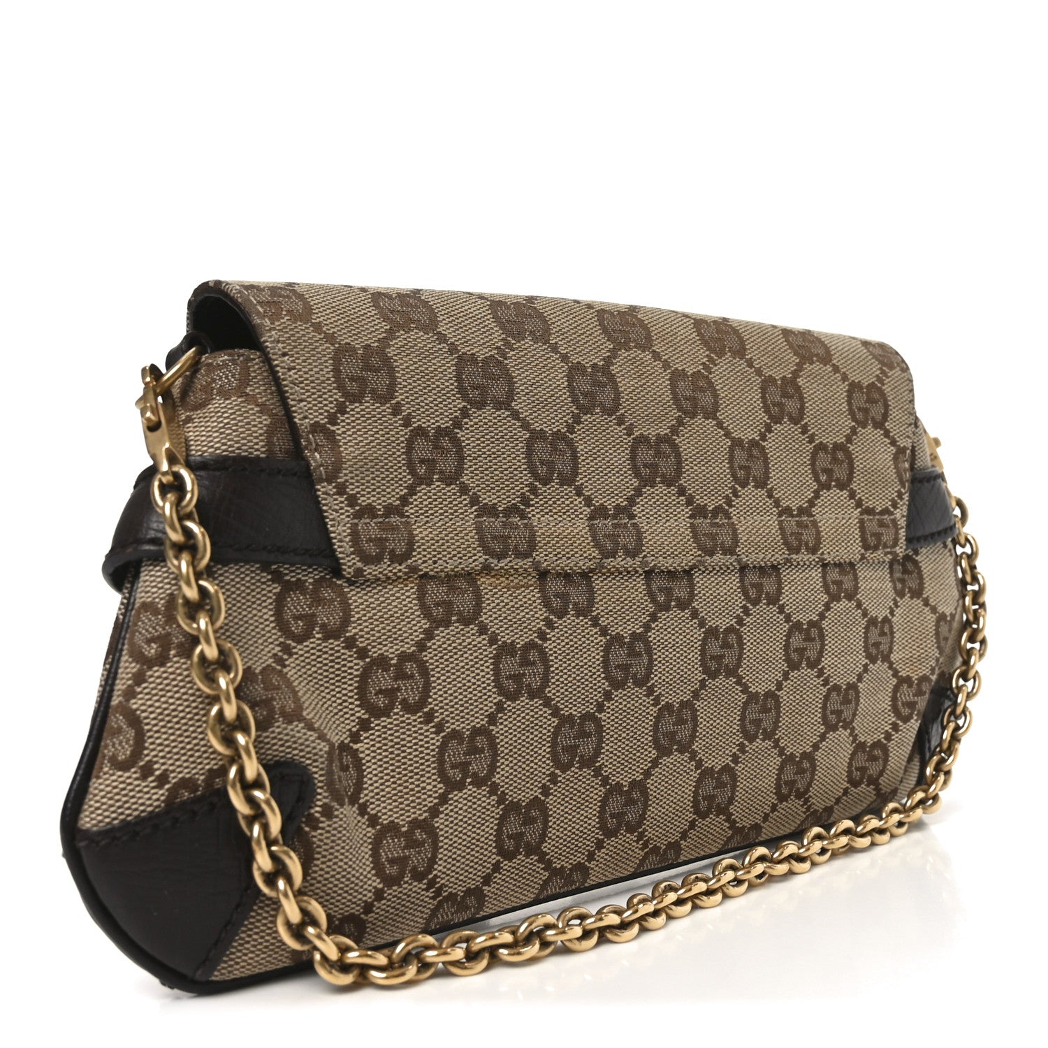 Gucci Monogram Horsebit Clutch Dark Brown 3 of 10