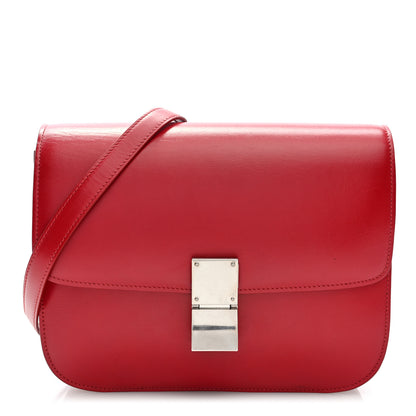Celine Box Calfskin Medium Classic Box Flap Bag Red 1 of 9