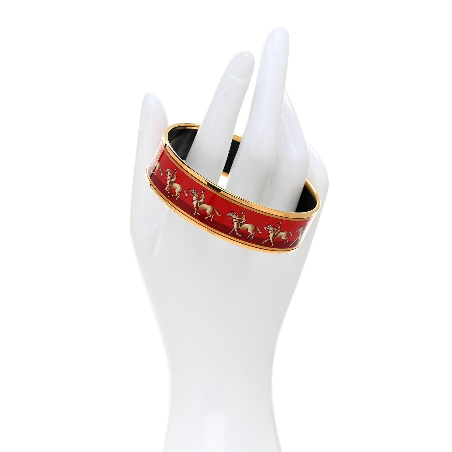 Enamel Printed Wide Bracelet 70 Red