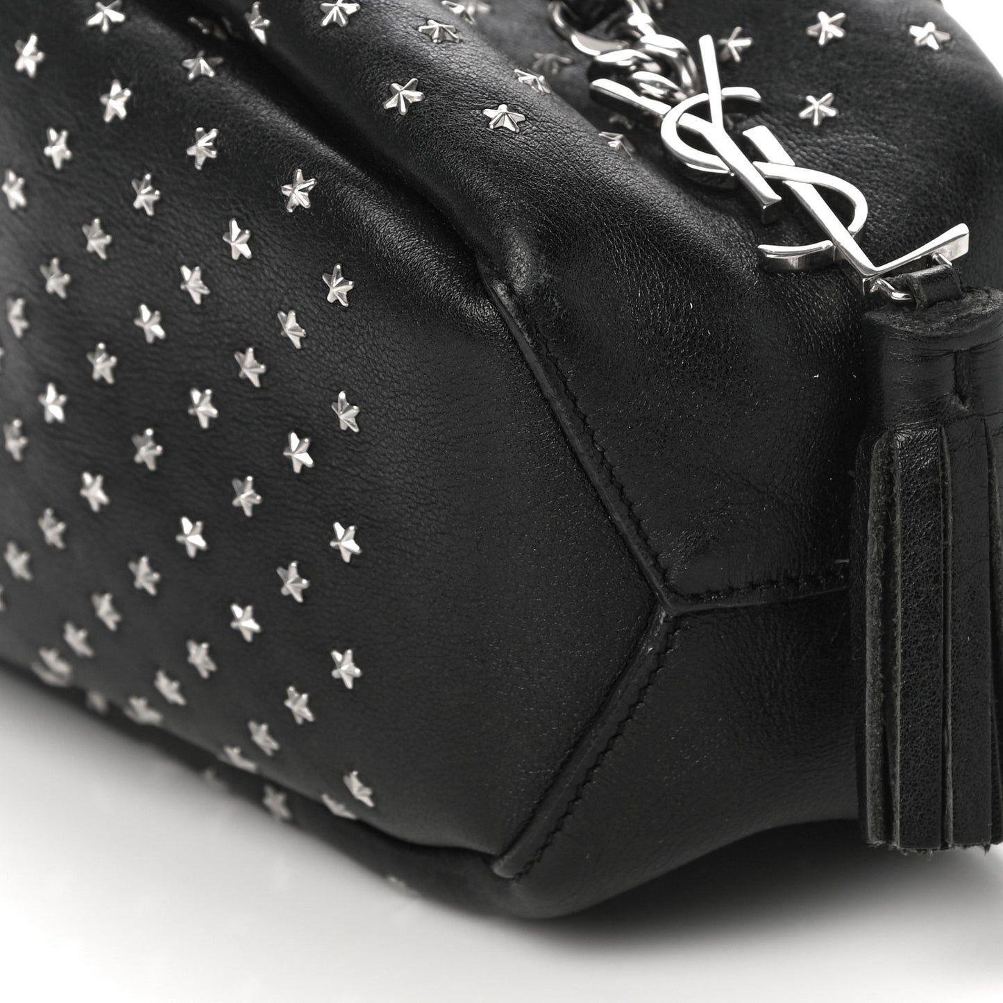 Calfskin Star Studded Small Emmanuelle Bucket Bag Black