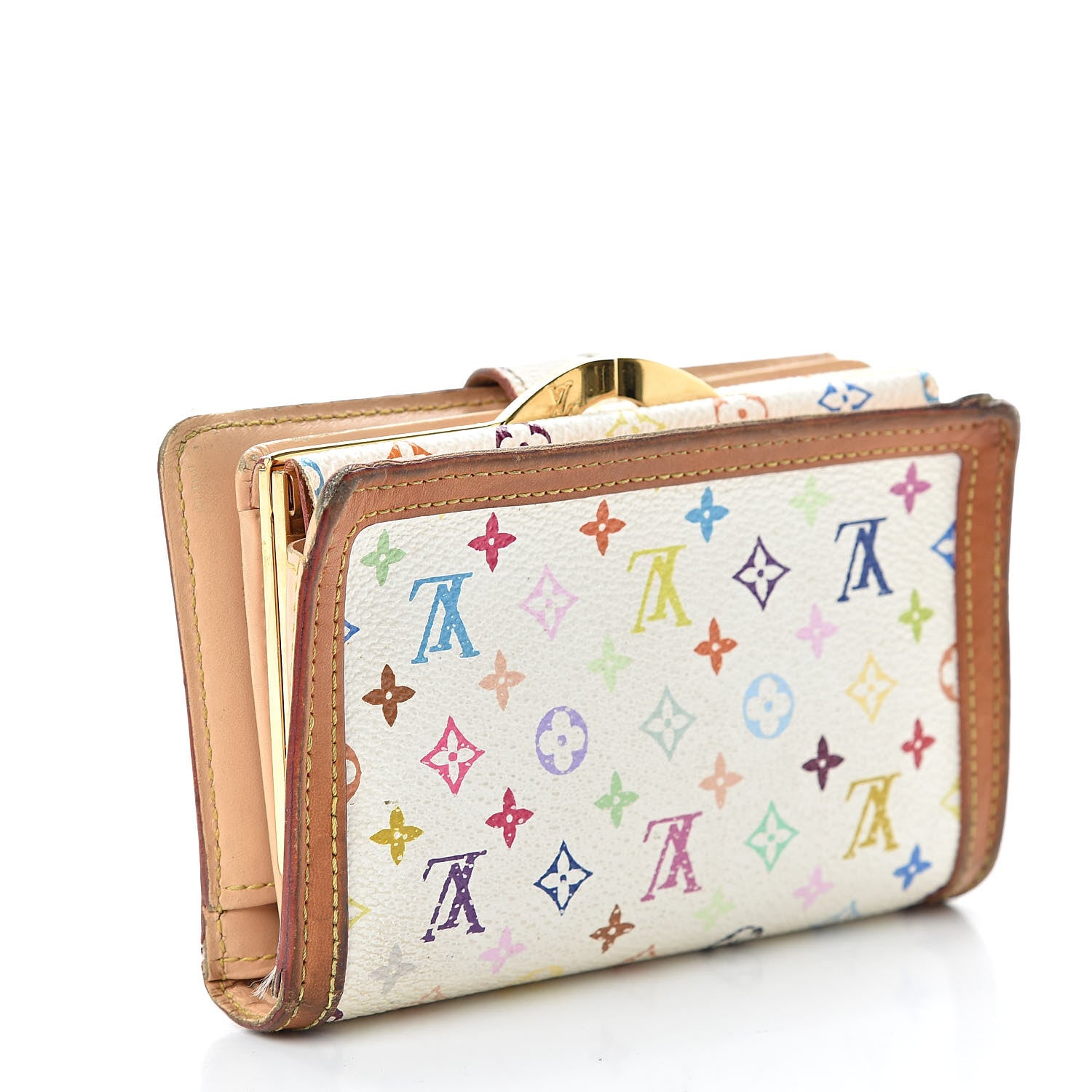Louis Vuitton Monogram Multicolor French Purse Wallet White 3 of 21