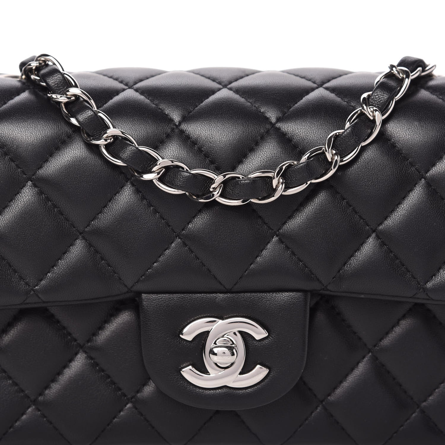 Chanel Lambskin Quilted Mini Rectangular Flap Black 10 of 11