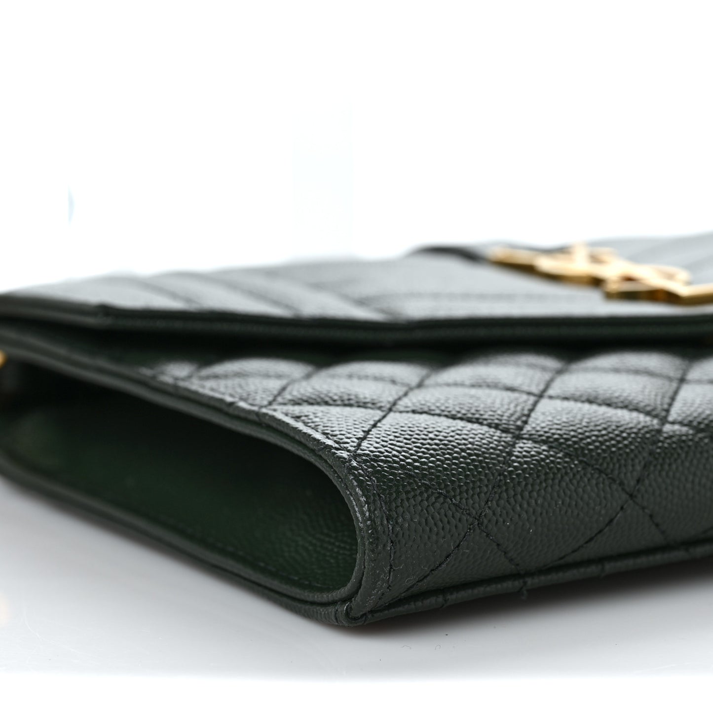Grain De Poudre Textured Mixed Matelasse Triquilt Monogram Clutch Vert Fonce
