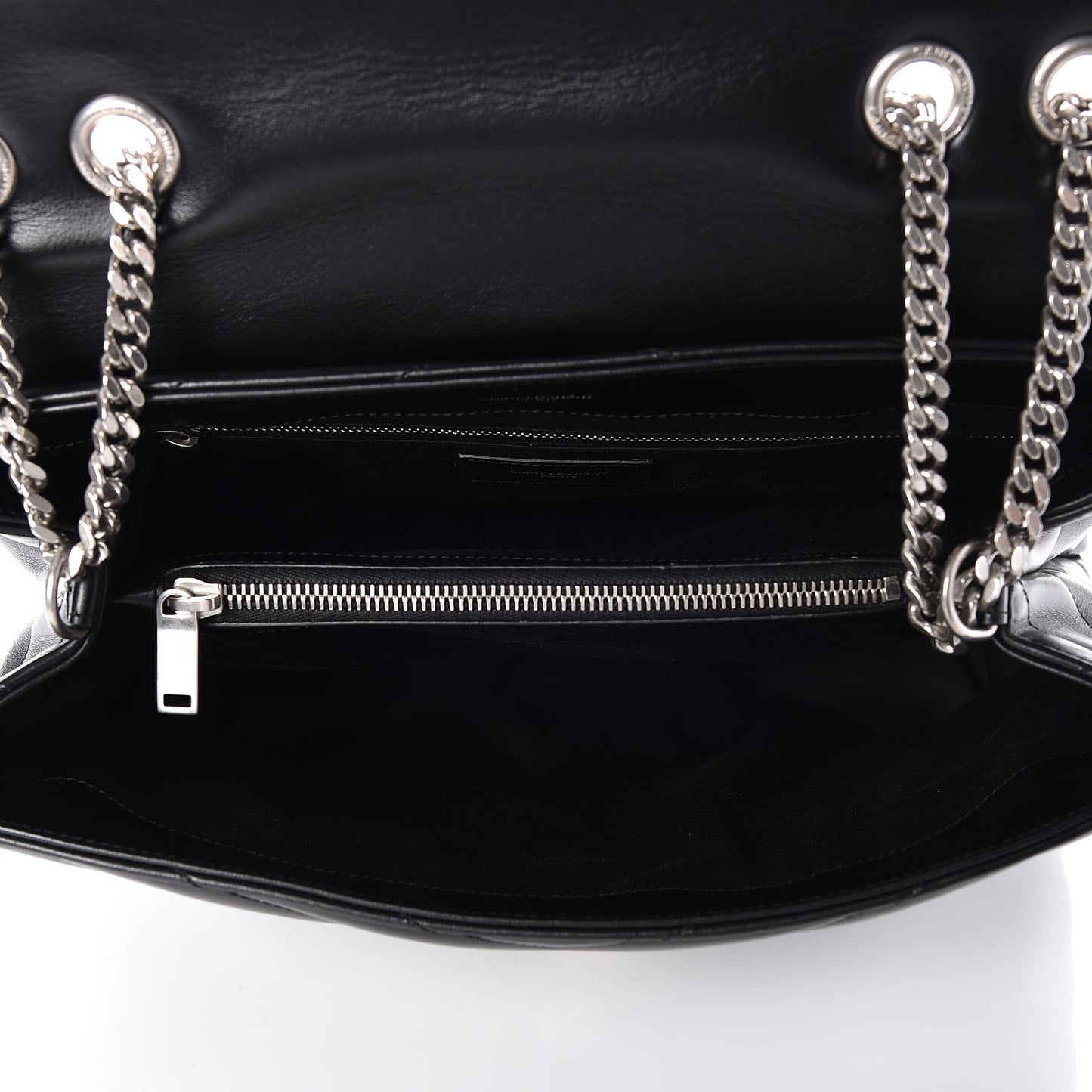 Calfskin Y Quilted Monogram Medium Loulou Chain Satchel Black