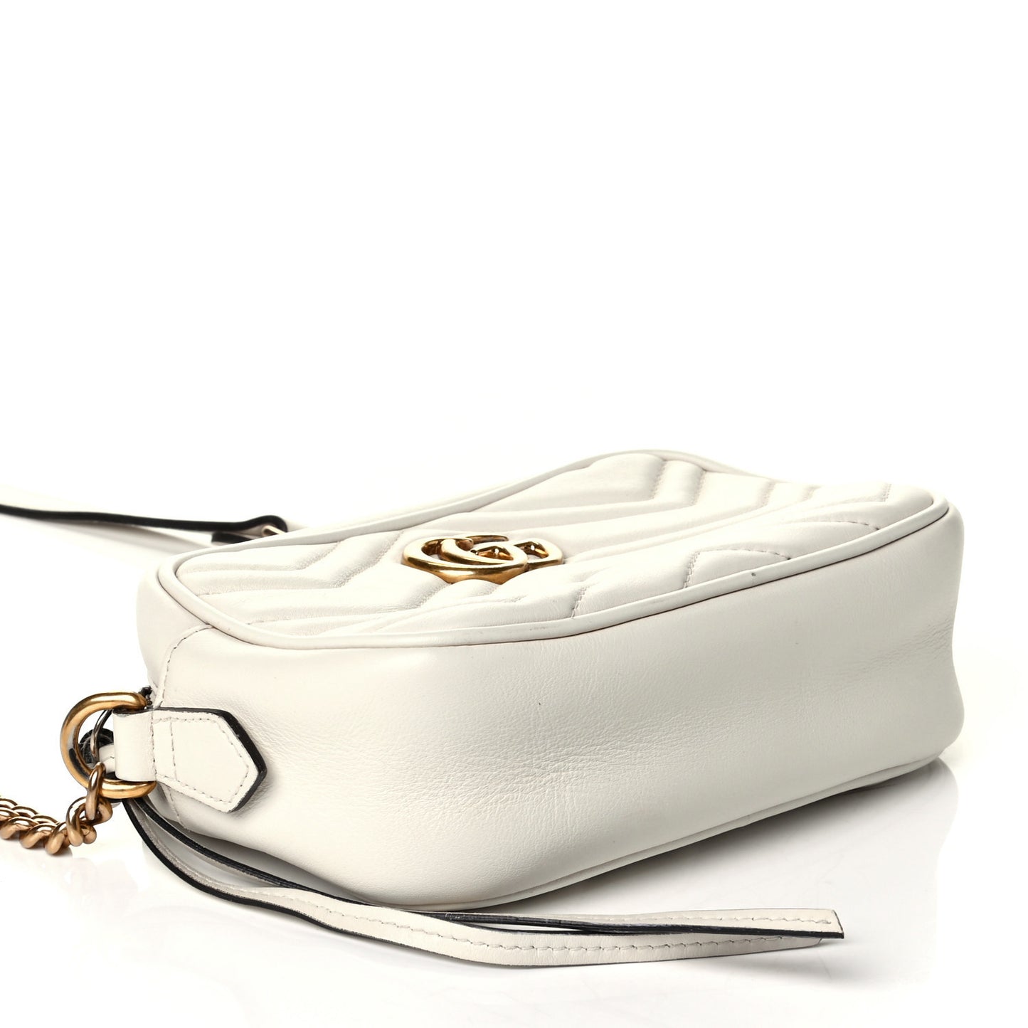 Calfskin Matelasse Mini GG Marmont Chain Shoulder Bag White