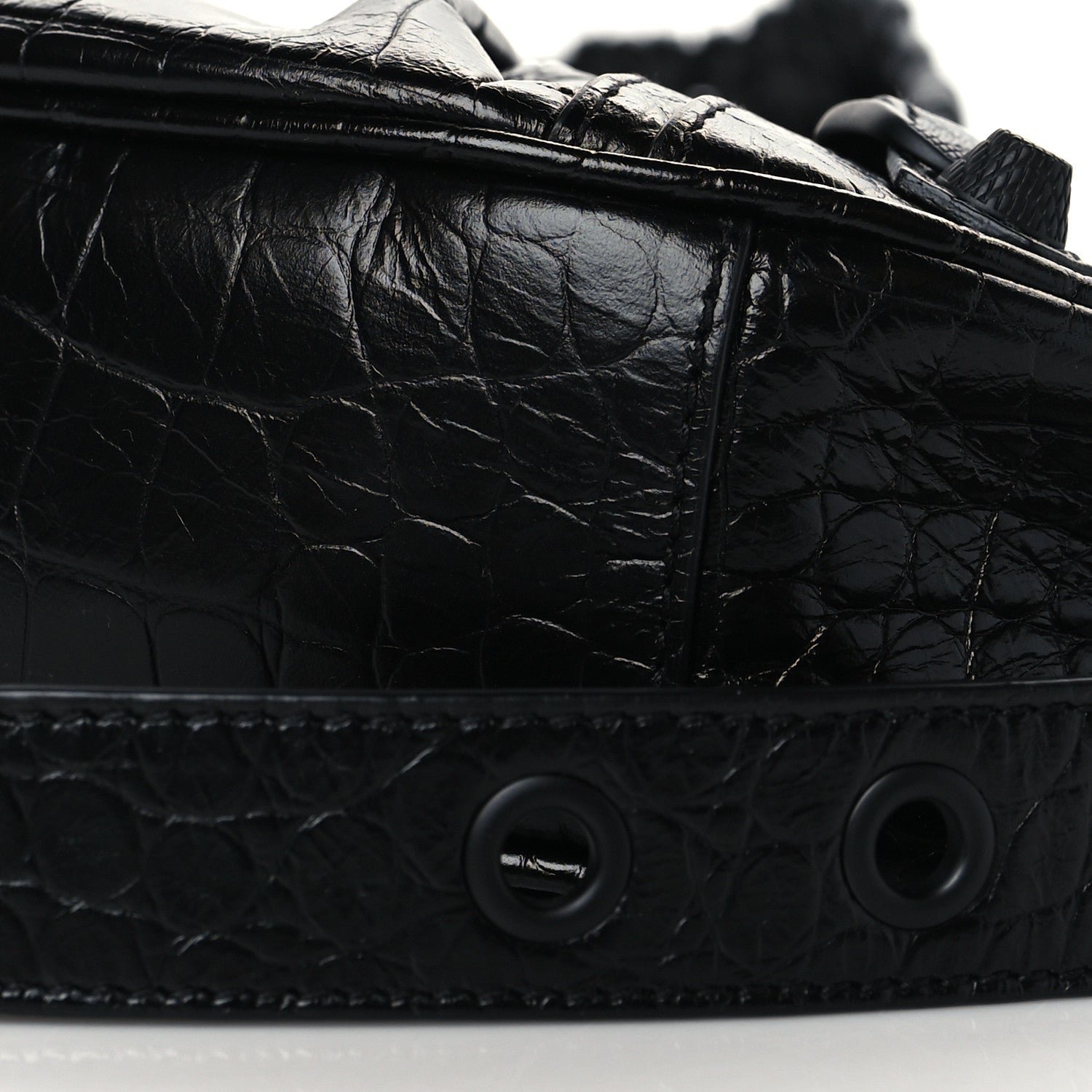 Balenciaga Extra Supple Calfskin Crocodile Embossed Monochrome Le Cagole Shoulder Bag XS Black 10 of 10