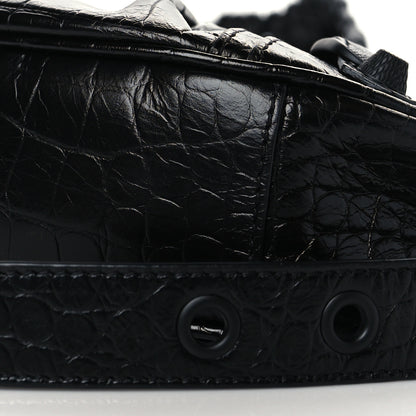 Balenciaga Extra Supple Calfskin Crocodile Embossed Monochrome Le Cagole Shoulder Bag XS Black 10 of 10