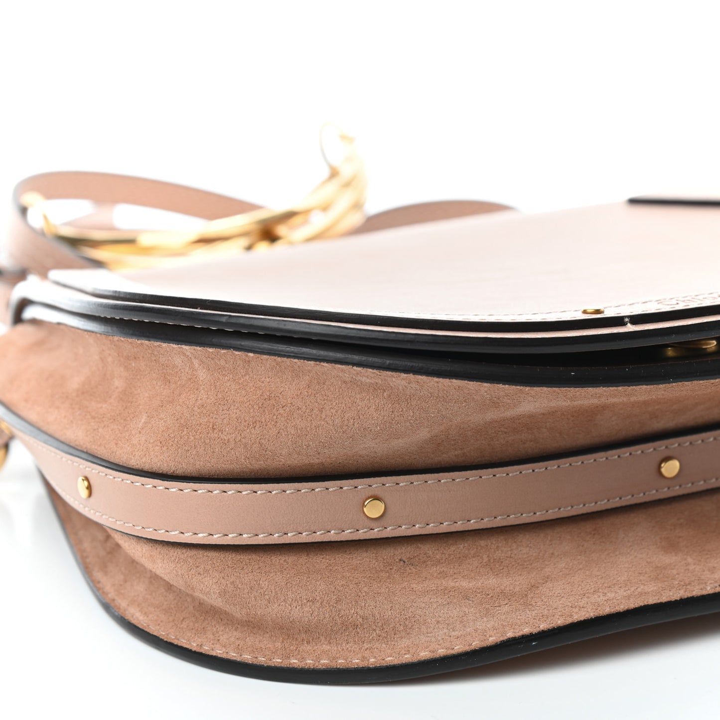 Calfskin Suede Medium Nile Bracelet Bag Biscotti Beige