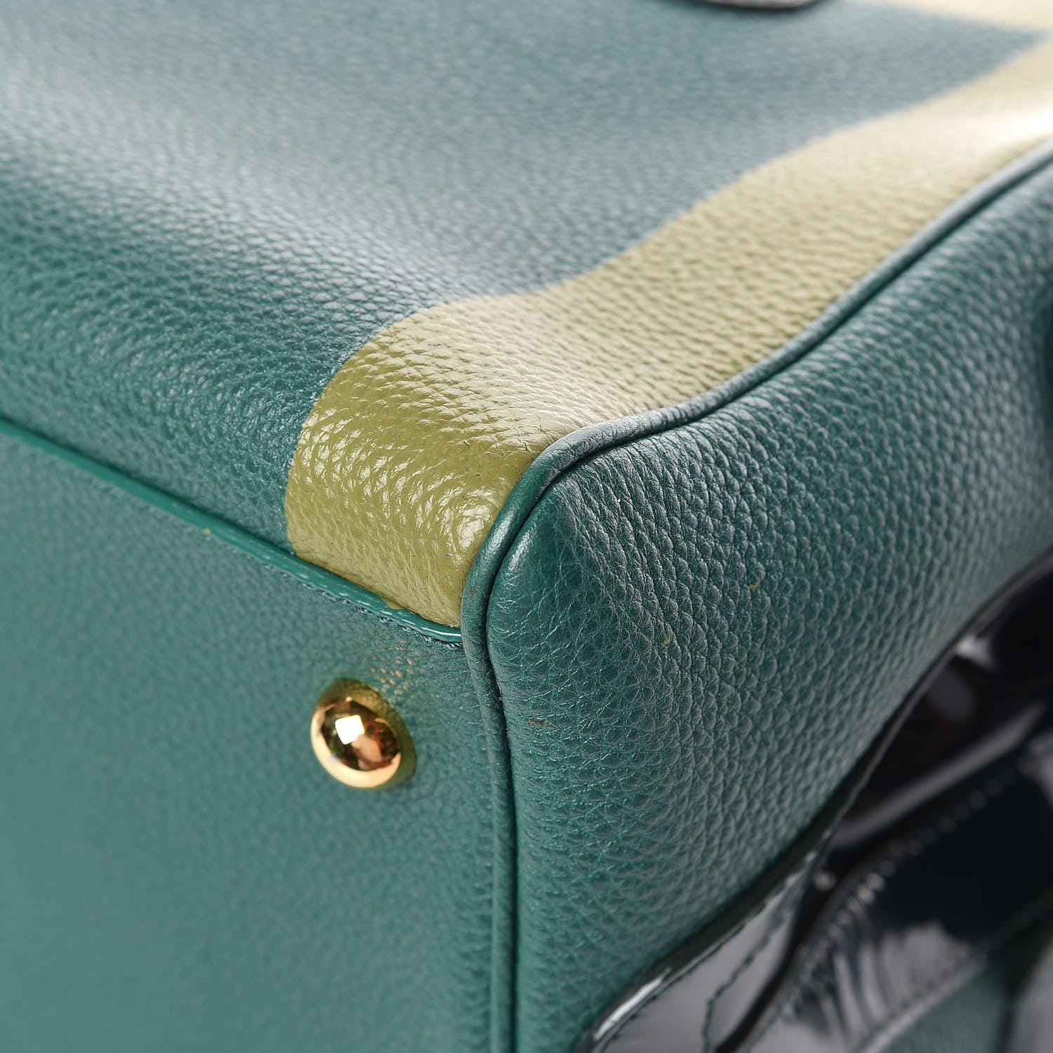 Burberry Grain Calfskin Patent Small The Bee Top Handle Green 13 of 13