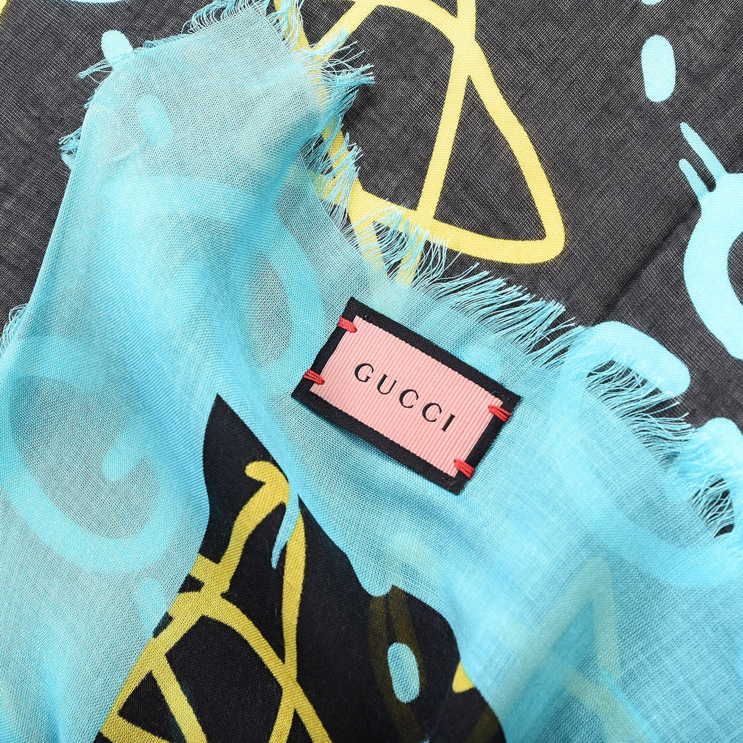 Modal Silk GucciGhost Print Shawl Black Multicolor
