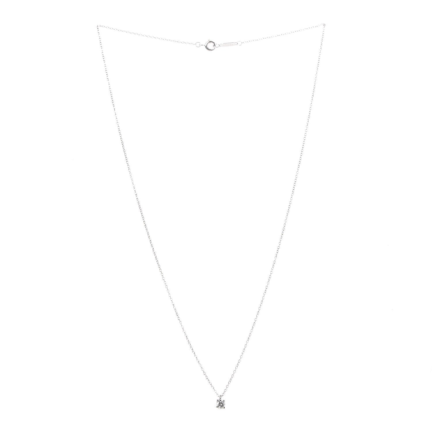 Tiffany Platinum Diamond .19ct Solitaire Pendant Necklace 3 of 6