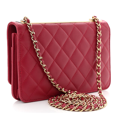 Chanel Lambskin Quilted Trendy CC Wallet On Chain WOC Dark Pink 3 of 13