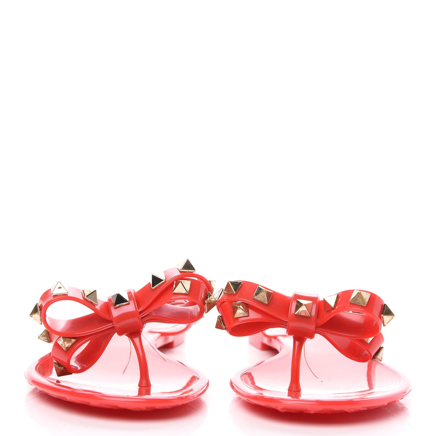 PVC Jelly Rockstud Bow Thong Sandals 36 Rosso Valentino