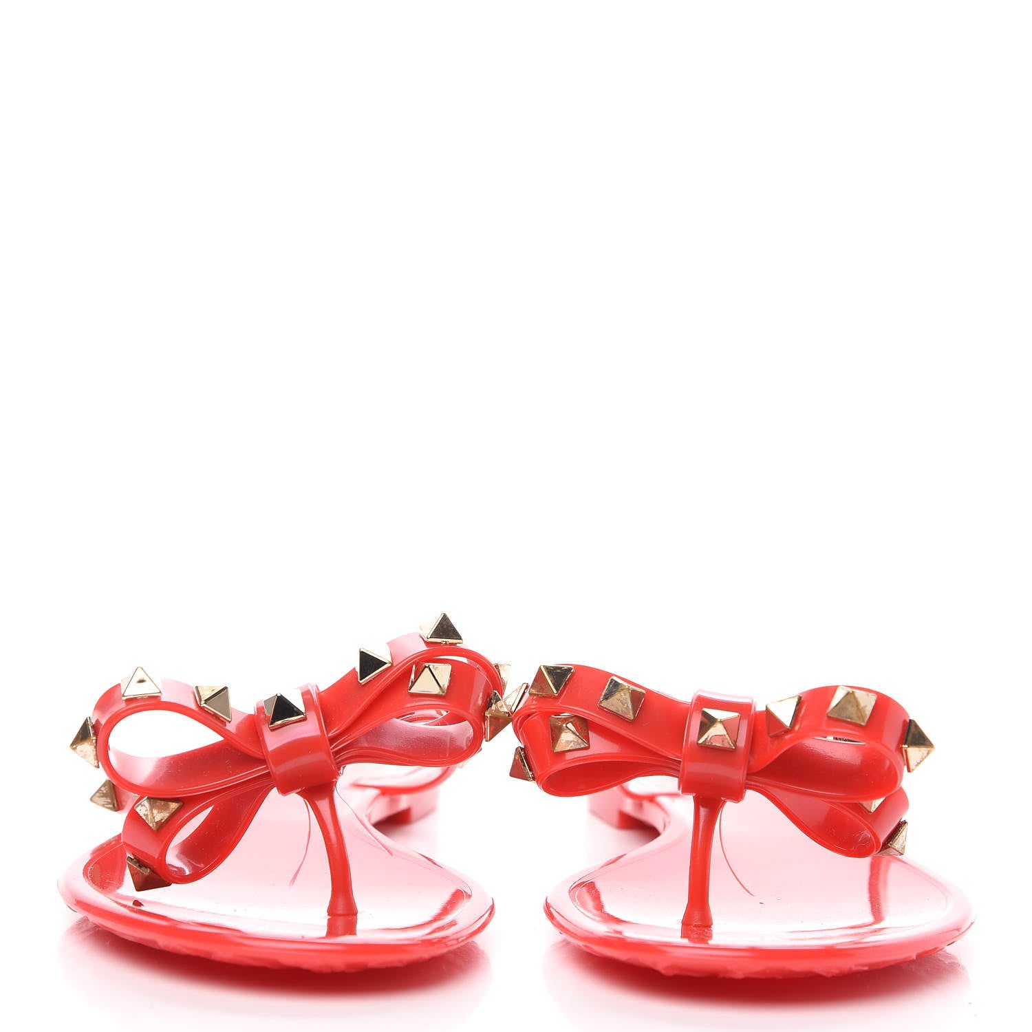 Valentino Garavani PVC Jelly Rockstud Bow Thong Sandals 36 Rosso Valentino 2 of 9