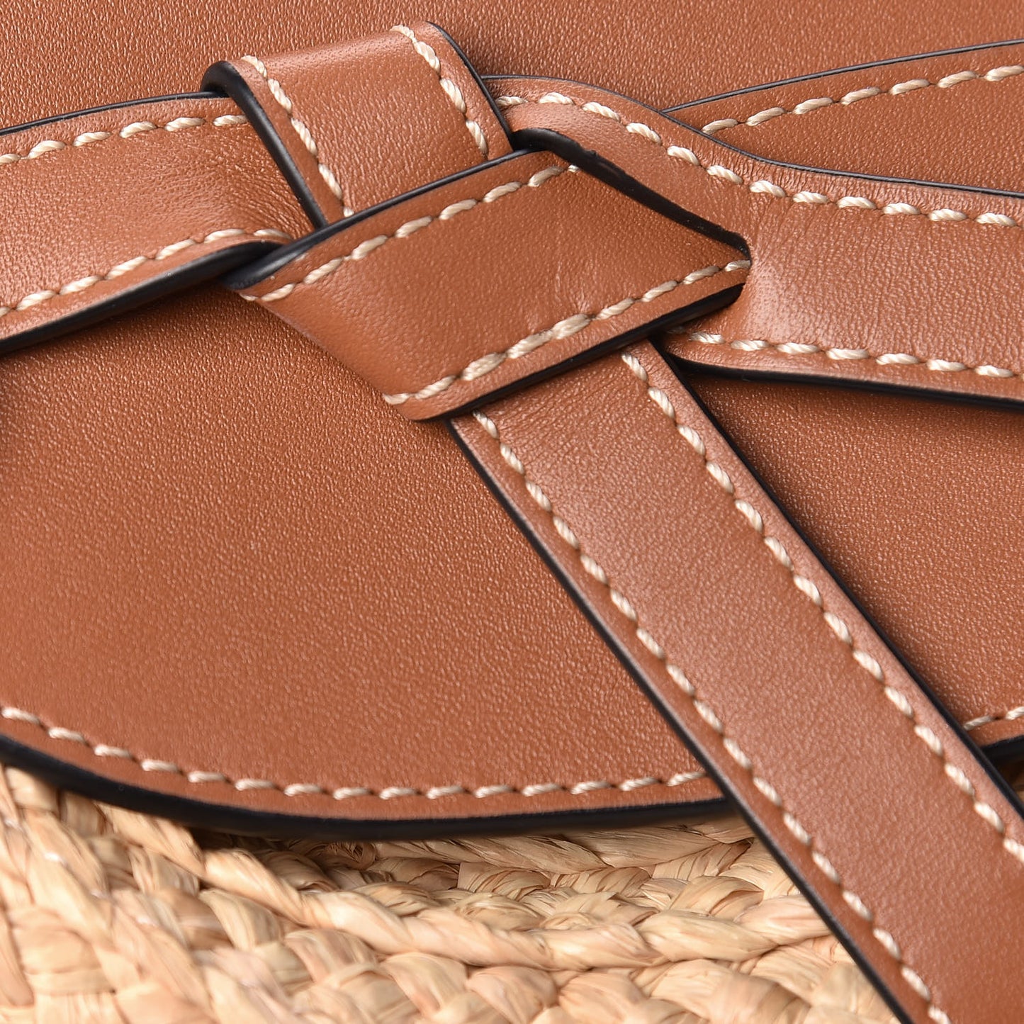 Calfskin Raffia Mini Gate Crossbody Bag Natural Tan