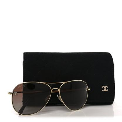 Chanel Aviator CC Sunglasses 4189-T-Q Gold 7 of 7