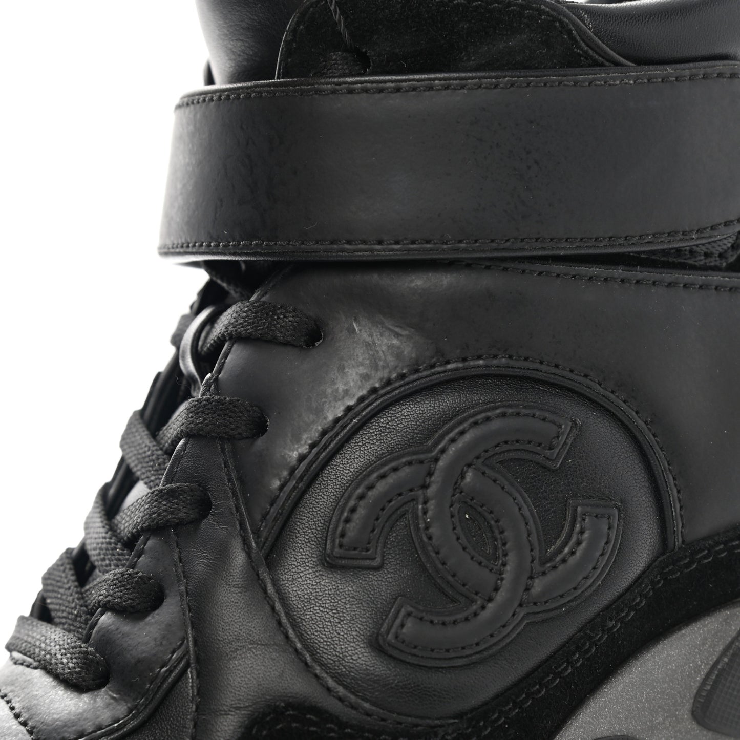 Suede Calfskin High Top CC Sneakers 37 Black