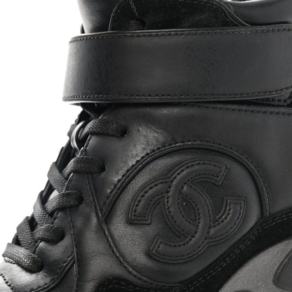Chanel Suede Calfskin High Top CC Sneakers 37 Black 10 of 10