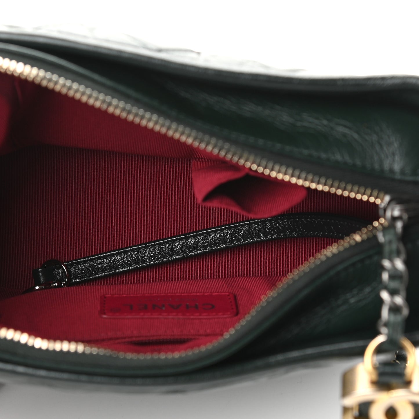 Aged Calfskin Quilted Small Gabrielle Hobo Dark Green