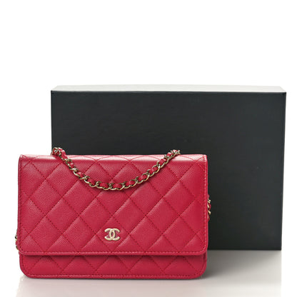 Chanel Caviar Quilted Wallet on Chain WOC Dark Pink 11 of 11