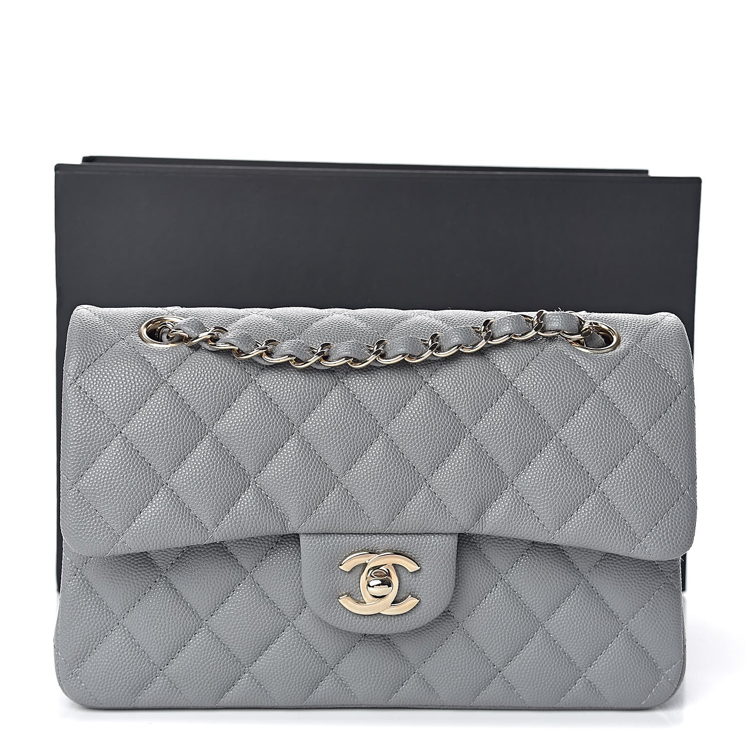 Chanel Caviar Quilted Small Double Flap Grey 11 of 11