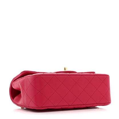 Chanel Lambskin Quilted Mini Top Handle Rectangular Flap Dark Pink 4 of 10
