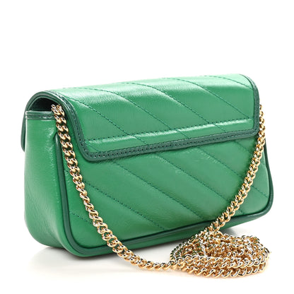 Gucci Azalea Calfskin Enamel Matelasse Diagonal Super Mini Torchon GG Marmont Shoulder Bag New Shamarock Emerald 3 of 10