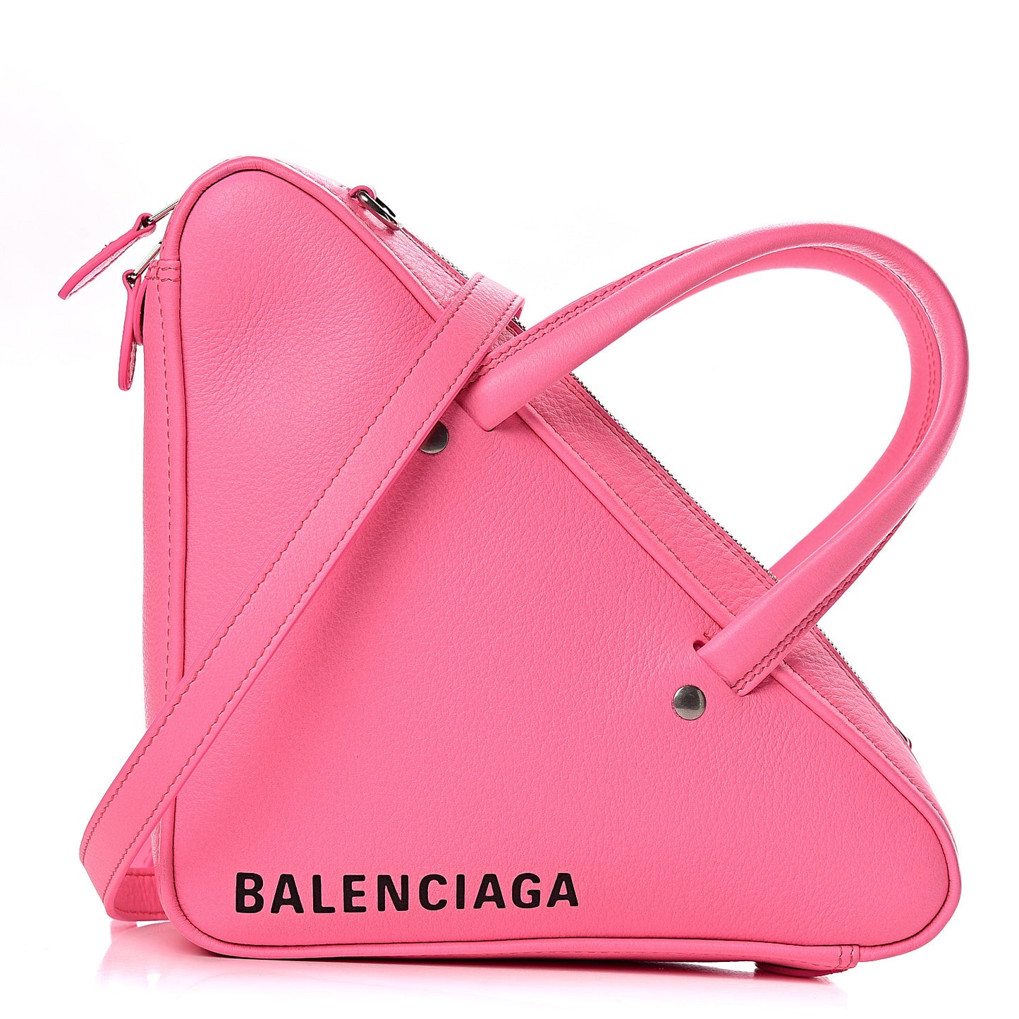 Shiny Day Calfskin XS Triangle Duffle Acid Pink Black