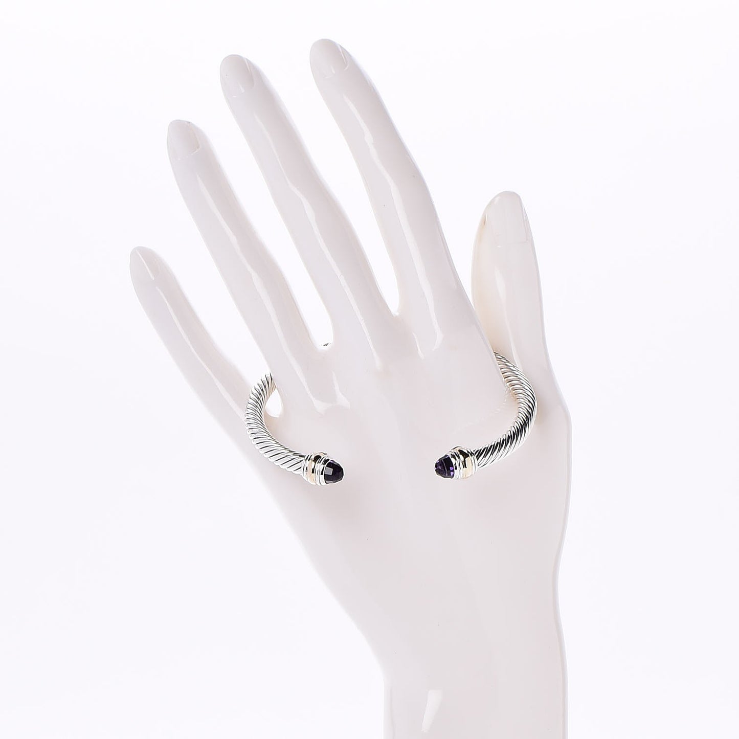 Sterling Silver 14K Yellow Gold Amethyst 5mm Cable Classics Bracelet