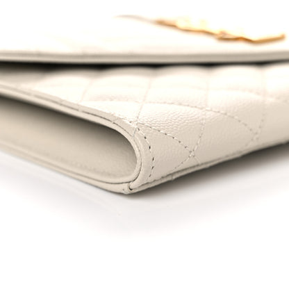 Saint Laurent Grain De Poudre Textured Mixed Matelasse Triquilt Monogram Clutch Blanc Vintage 6 of 11