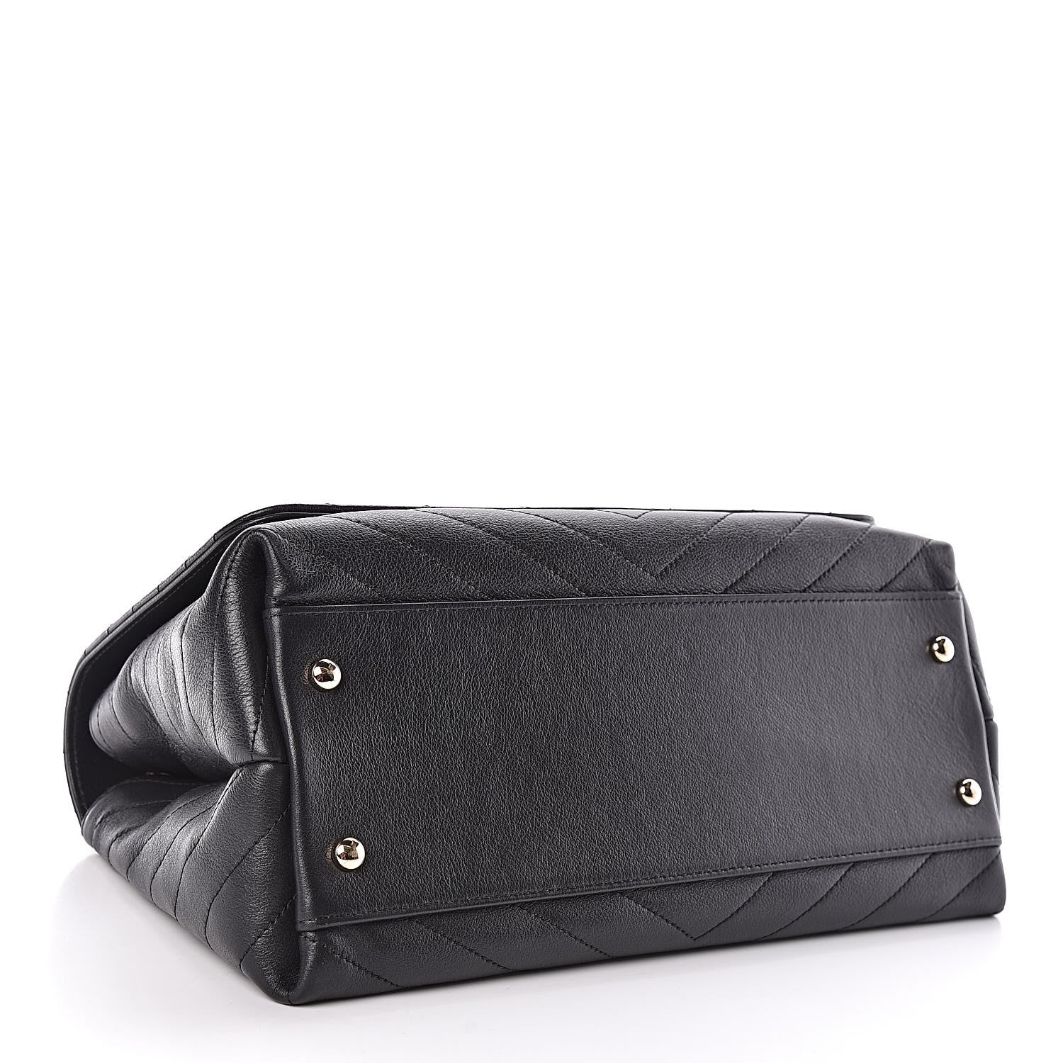Chanel Grained Calfskin Chevron Stitched Medium Chic Top Handle Flap Black 4 of 10