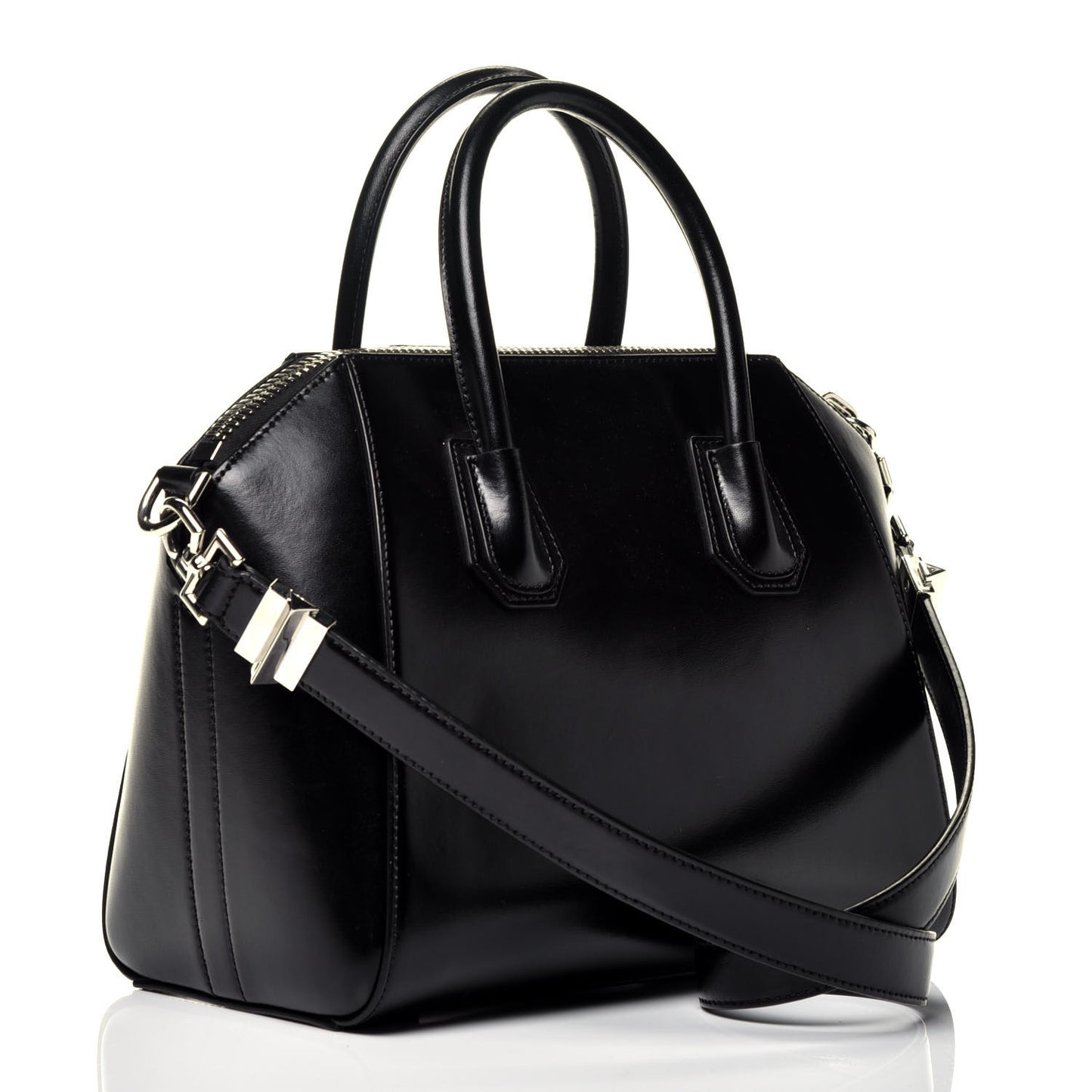 Shiny Lord Calfskin Small Antigona Black