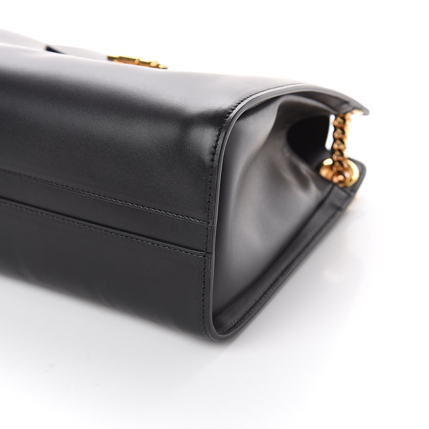 Shiny Calfskin Medium Annie Shoulder Bag Black