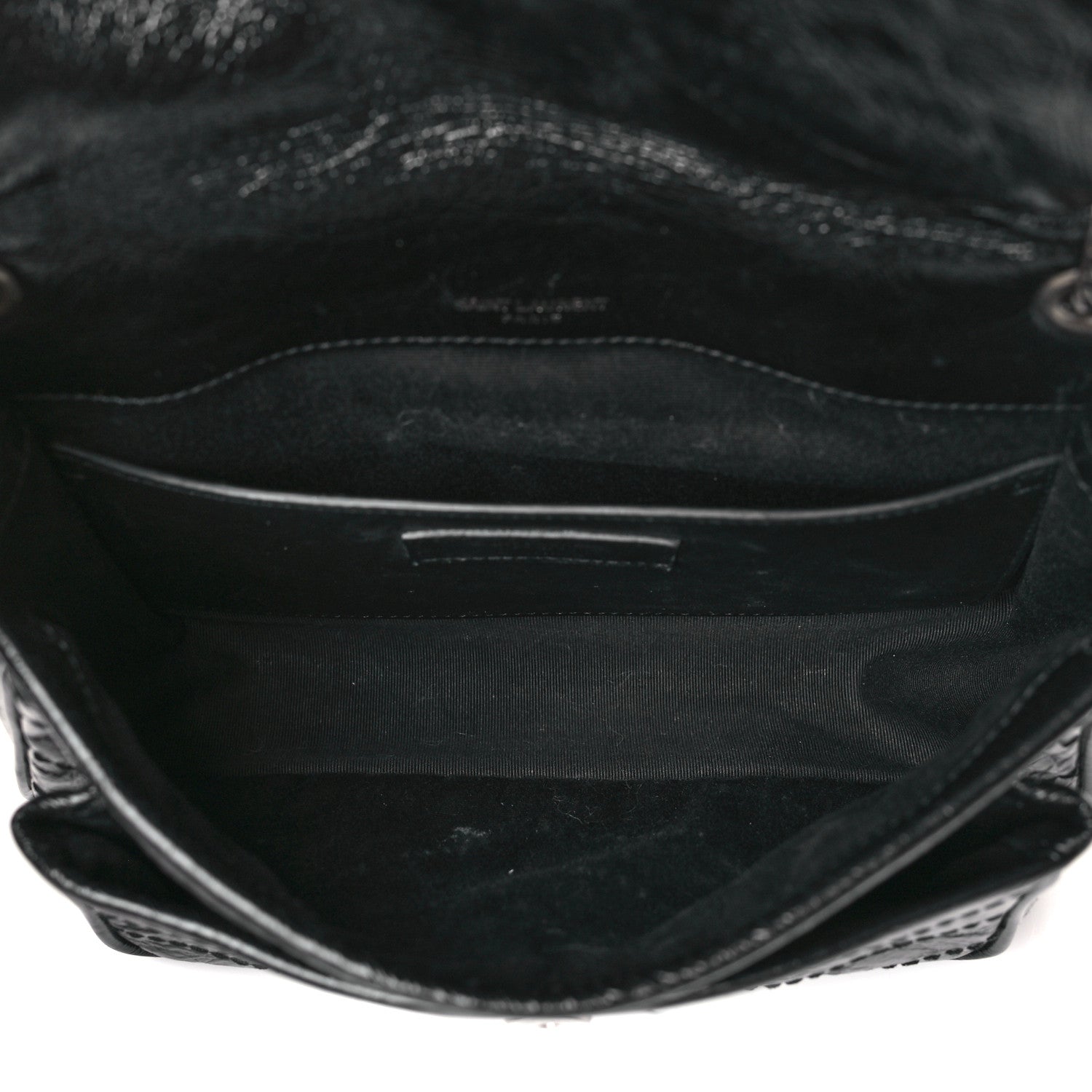 Saint Laurent Crinkled Calfskin Matelasse Monogram Baby Niki Chain Satchel Black 5 of 9