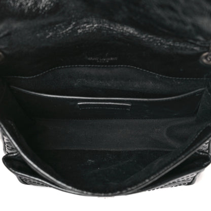 Saint Laurent Crinkled Calfskin Matelasse Monogram Baby Niki Chain Satchel Black 5 of 9