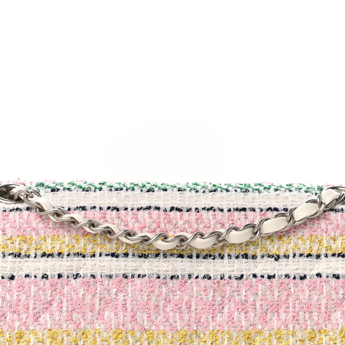 Tweed Quilted Medium Double Flap Yellow White Ochre