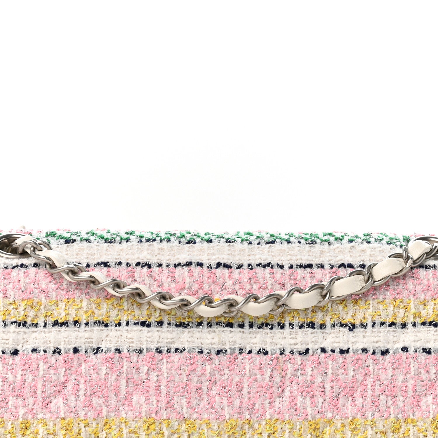 Chanel Tweed Quilted Medium Double Flap Yellow White Ochre 8 of 10