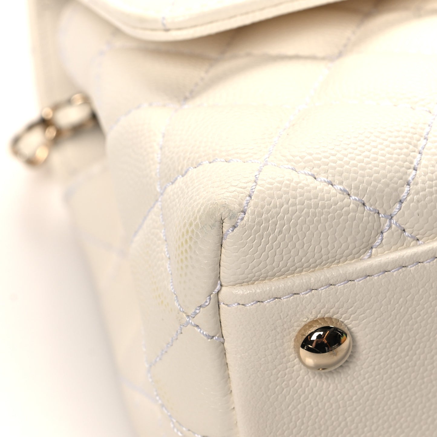 Caviar Quilted Mini Coco Handle Flap White