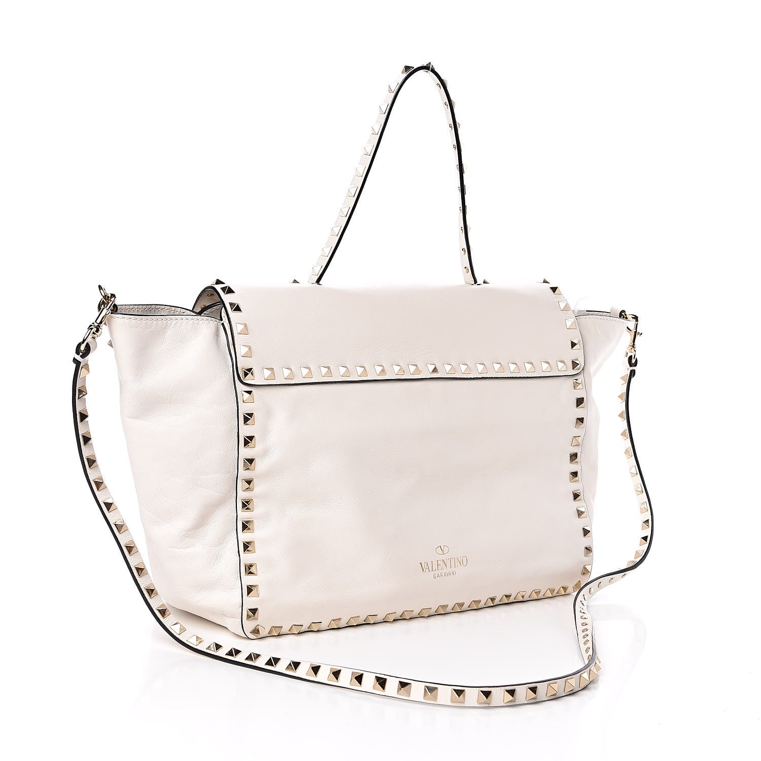 Valentino Garavani Vitello Rockstud Single Handle Flap Tote White 3 of 13