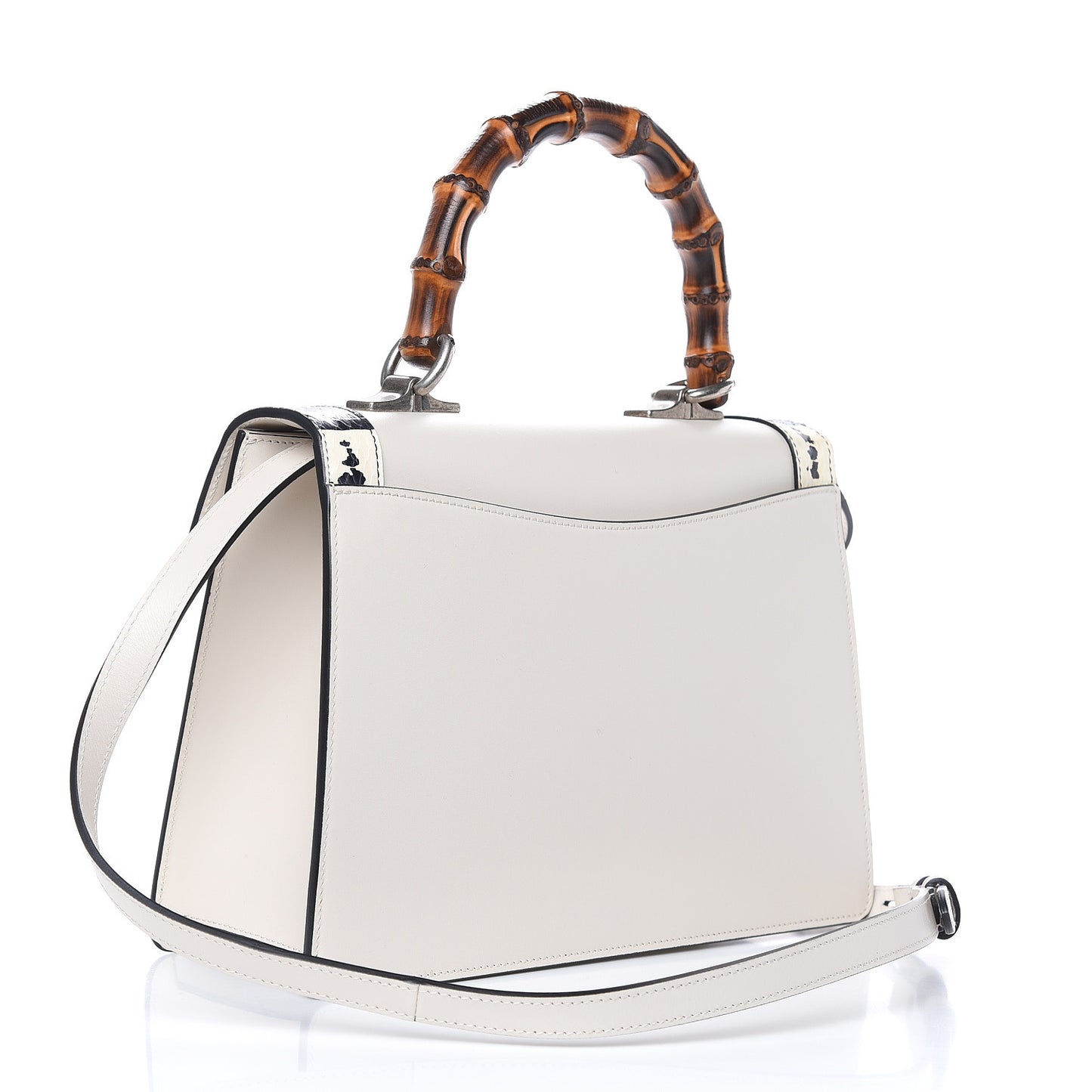 Calfskin Snakeskin Small Lilith Top Handle Bag White