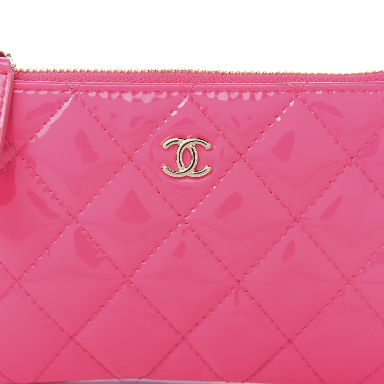 Chanel Patent Quilted Small Cosmetic Case Pink 10 of 11