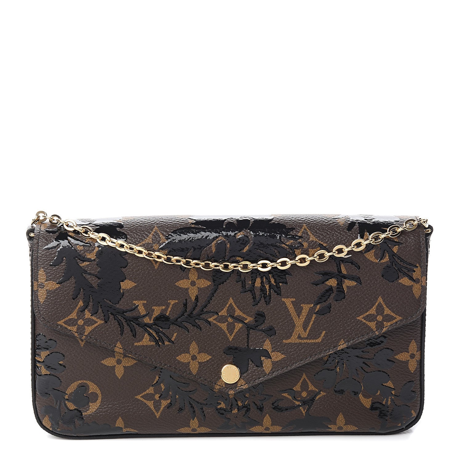 Louis Vuitton Monogram Blossom Pochette Felicie Chain Wallet Black 1 of 10